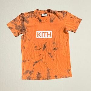 KITH orange tie dye graphic logo tshirt men's streetwear